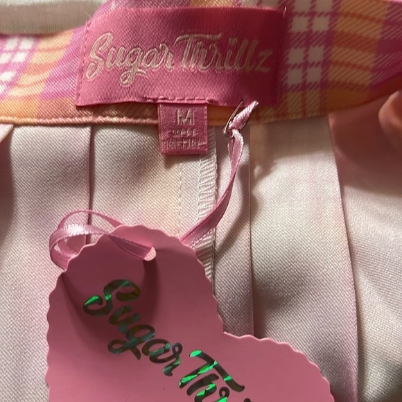 NWT Dolls kill Sugar Thrillz plaid pleated argyle mini skirt M - Picture 4 of 6